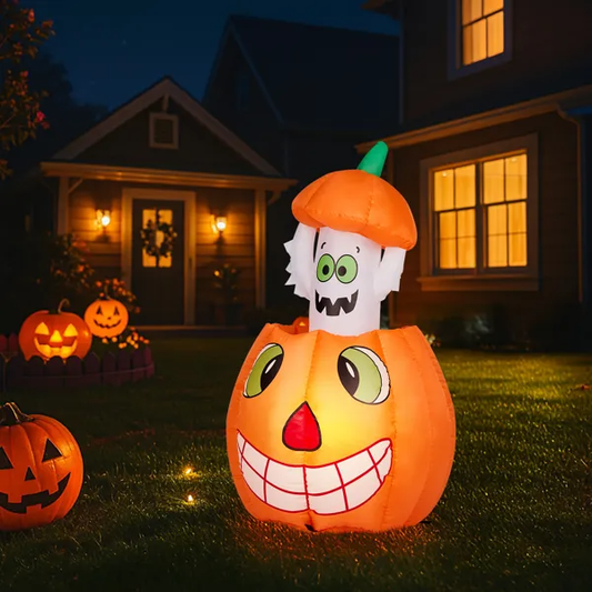 Halloween Pumpkin Ghost Inflatable Yard Decoration image 2