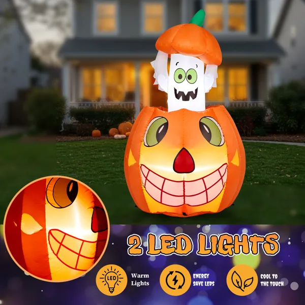 Halloween Pumpkin Ghost Inflatable Yard Decoration image 3