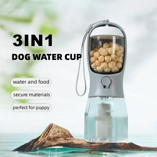 Portable Pet Water Bottle with Waste Bag Compartment