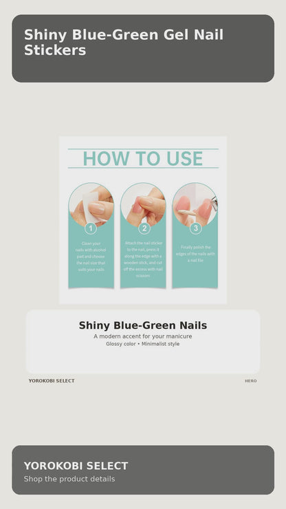 Shiny Blue-Green Gel Nail Stickers product video