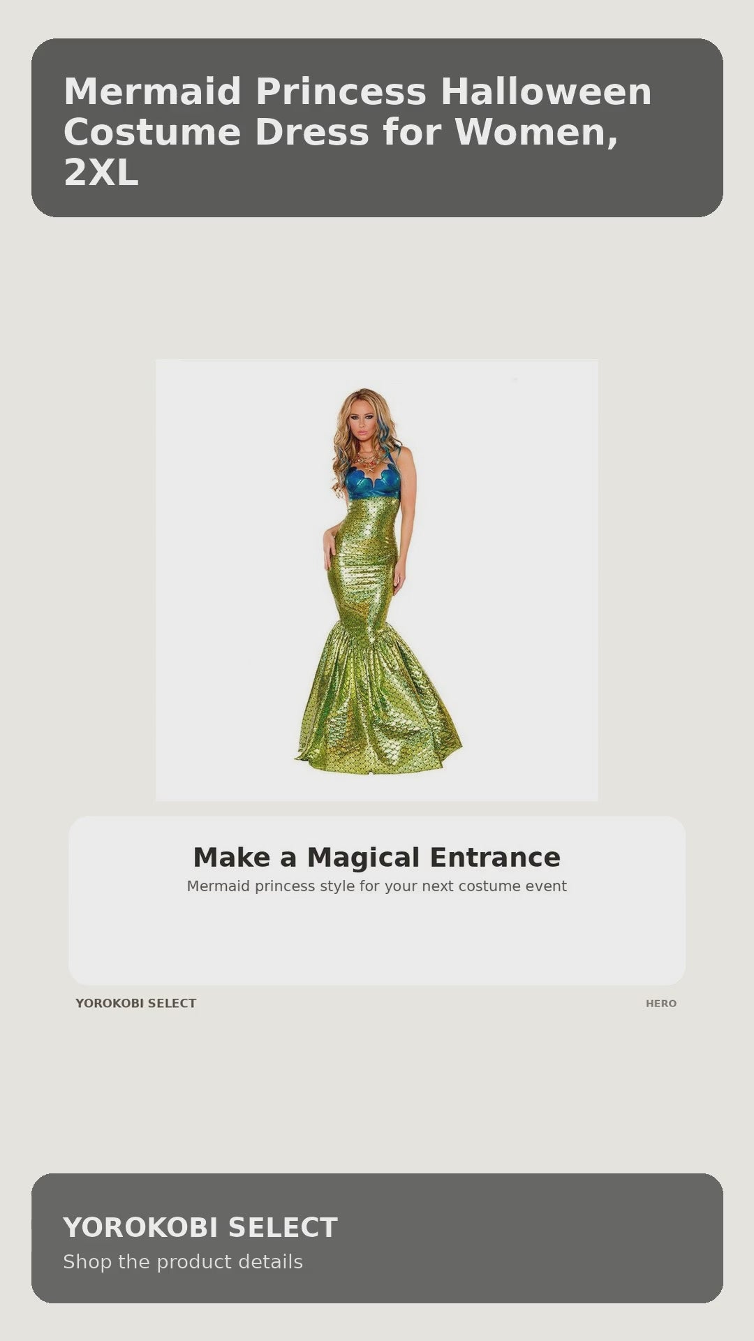 Mermaid Princess Halloween Costume Dress for Women, 2XL product video
