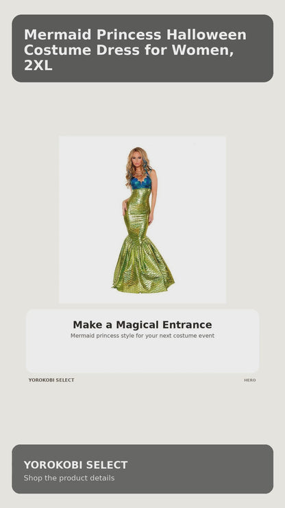 Mermaid Princess Halloween Costume Dress for Women, 2XL product video