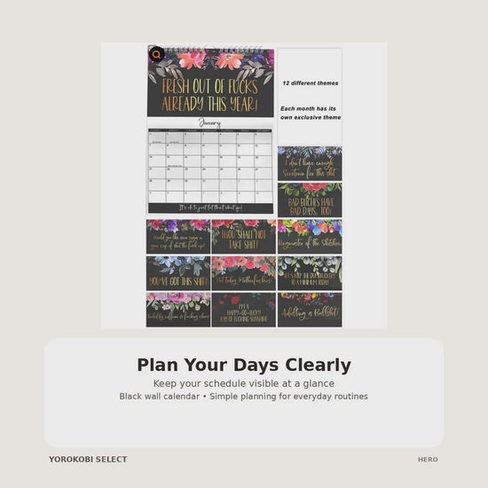 Black Wall Calendar and Weekly Planner product video