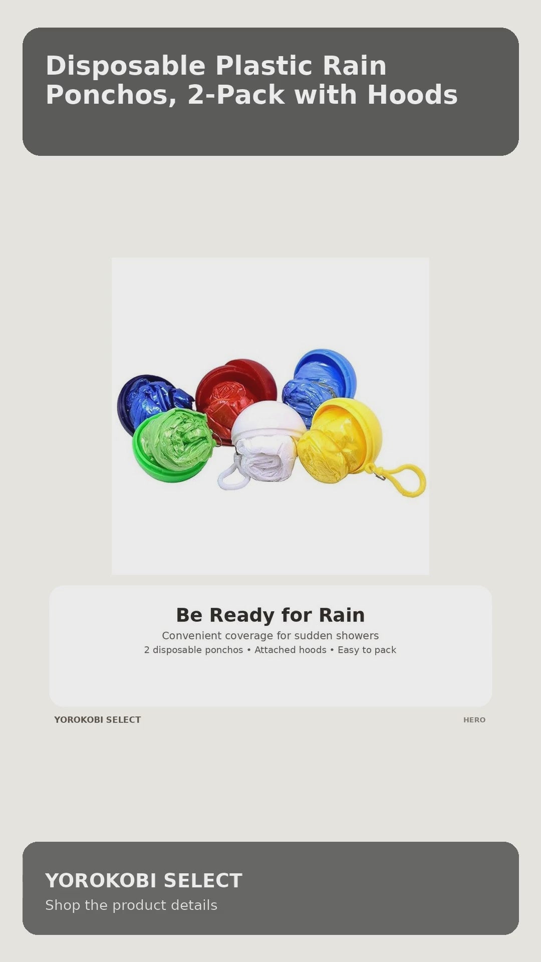 Disposable Plastic Rain Ponchos, 2-Pack with Hoods product video