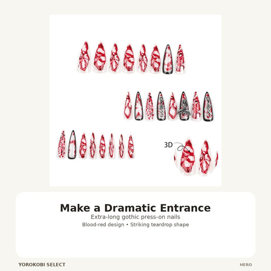 Extra-Long Gothic Teardrop Press-On Nails