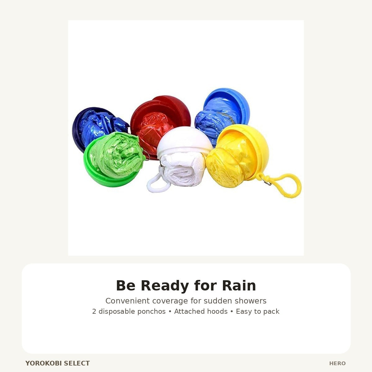 Disposable Plastic Rain Ponchos, 2-Pack with Hoods