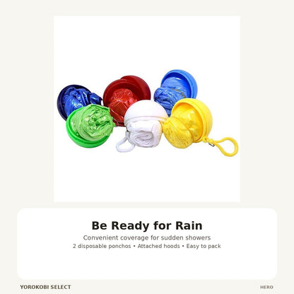 Disposable Plastic Rain Ponchos, 2-Pack with Hoods