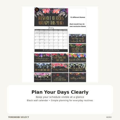 Black Wall Calendar and Weekly Planner