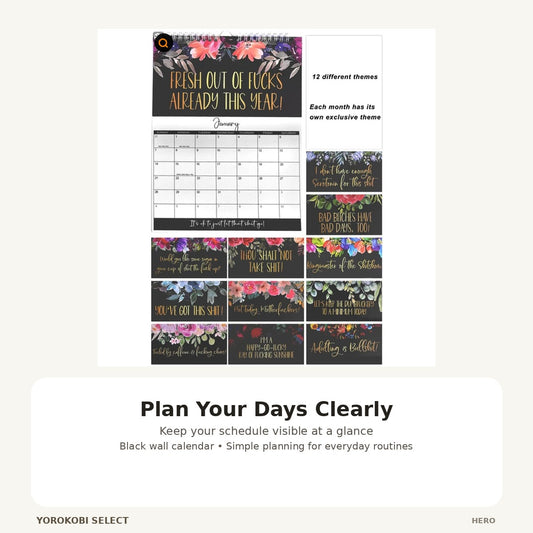 Black Wall Calendar and Weekly Planner