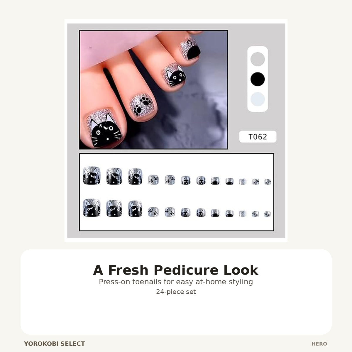 24-Piece Press-On Toenail Set
