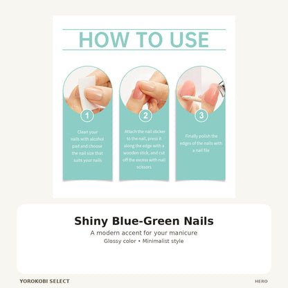 Shiny Blue-Green Gel Nail Stickers