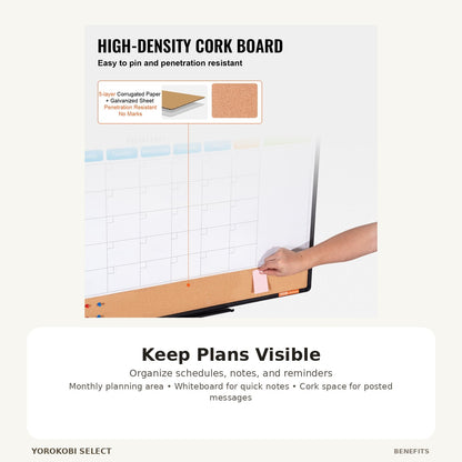 Monthly Calendar Whiteboard and Cork Bulletin Board - Black image 2