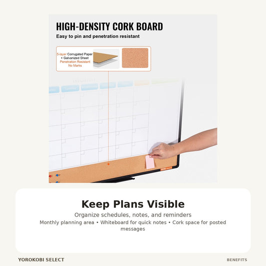 Monthly Calendar Whiteboard and Cork Bulletin Board - Black image 2