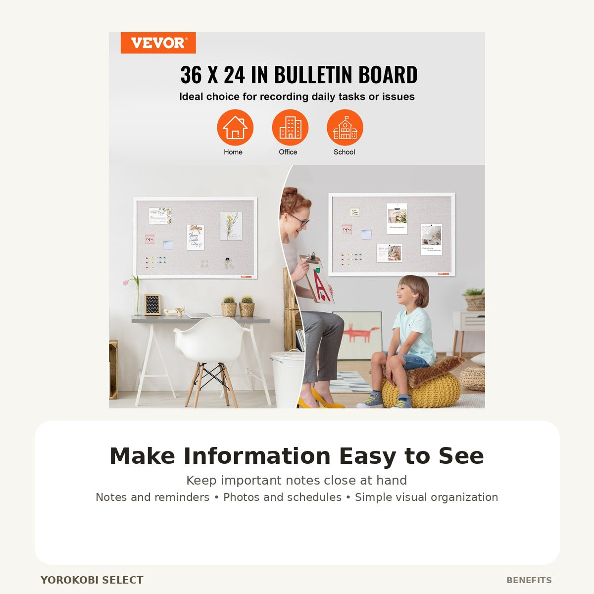 White Bulletin Board with Linen Surface image 2