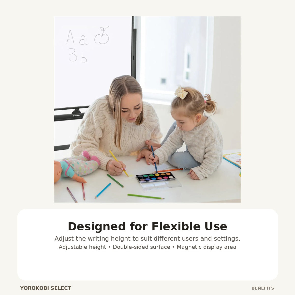 Mobile Magnetic Double-Sided Whiteboard with Adjustable Height image 2