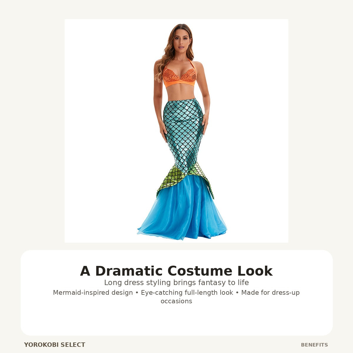 Mermaid Princess Halloween Costume Dress for Women, 2XL image 2