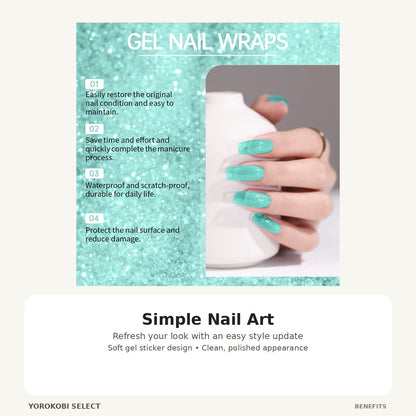 Shiny Blue-Green Gel Nail Stickers image 2