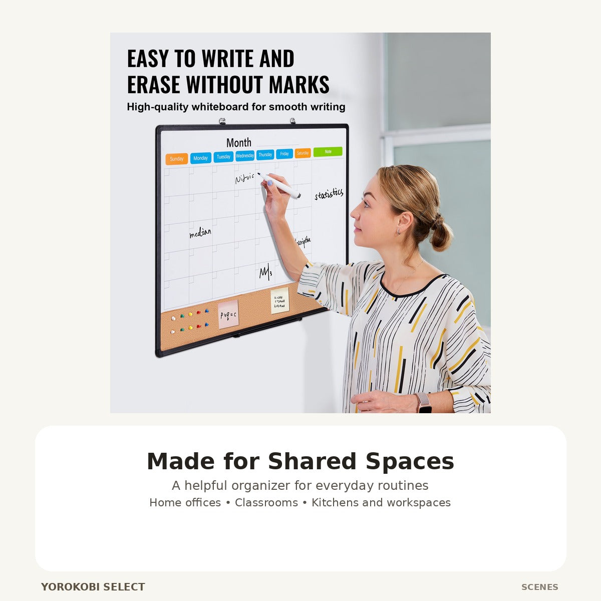 Monthly Calendar Whiteboard and Cork Bulletin Board - Black image 3