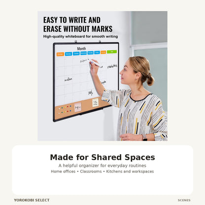 Monthly Calendar Whiteboard and Cork Bulletin Board - Black image 3