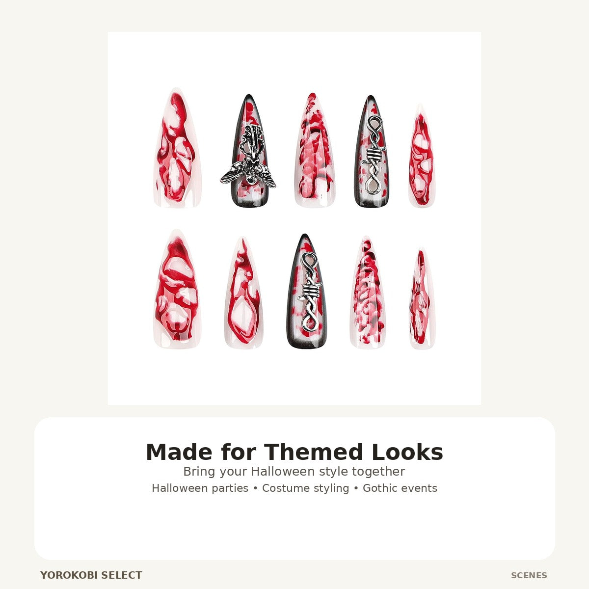 Extra-Long Gothic Teardrop Press-On Nails image 3