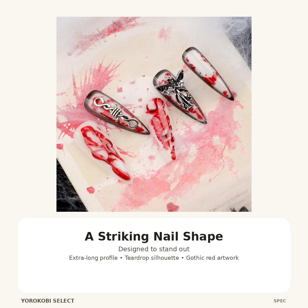 Extra-Long Gothic Teardrop Press-On Nails image 4