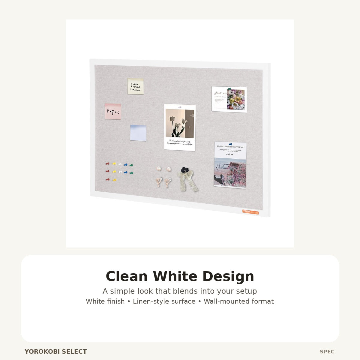White Bulletin Board with Linen Surface image 4