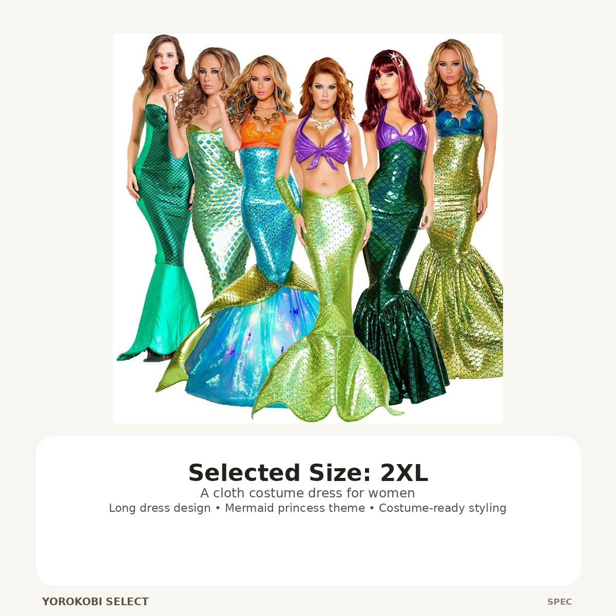Mermaid Princess Halloween Costume Dress for Women, 2XL image 4