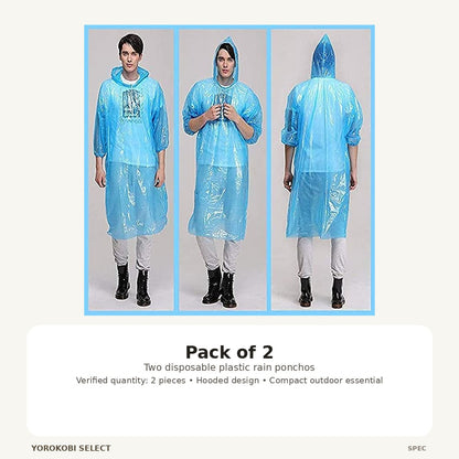 Disposable Plastic Rain Ponchos, 2-Pack with Hoods image 4