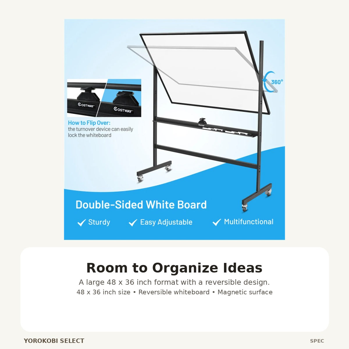 Mobile Magnetic Double-Sided Whiteboard with Adjustable Height image 4