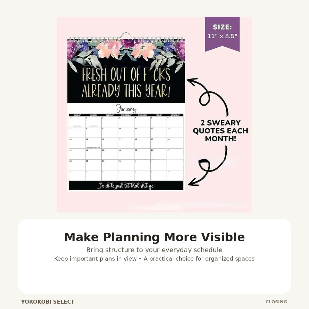 Black Wall Calendar and Weekly Planner image 5