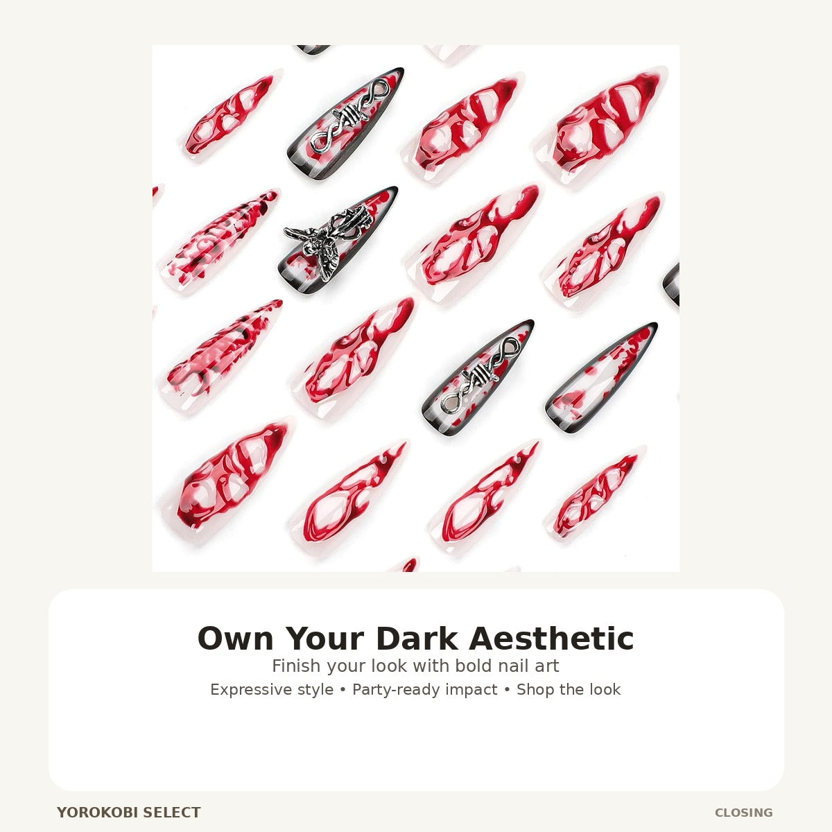 Extra-Long Gothic Teardrop Press-On Nails image 5