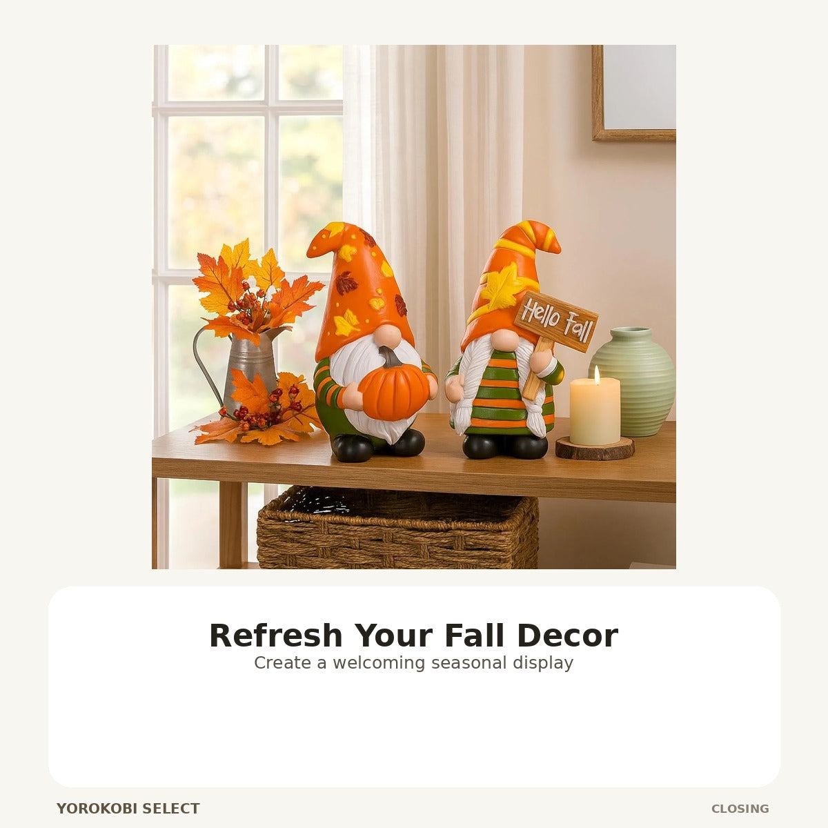 Orange Harvest Gnome Table Decor image 5
